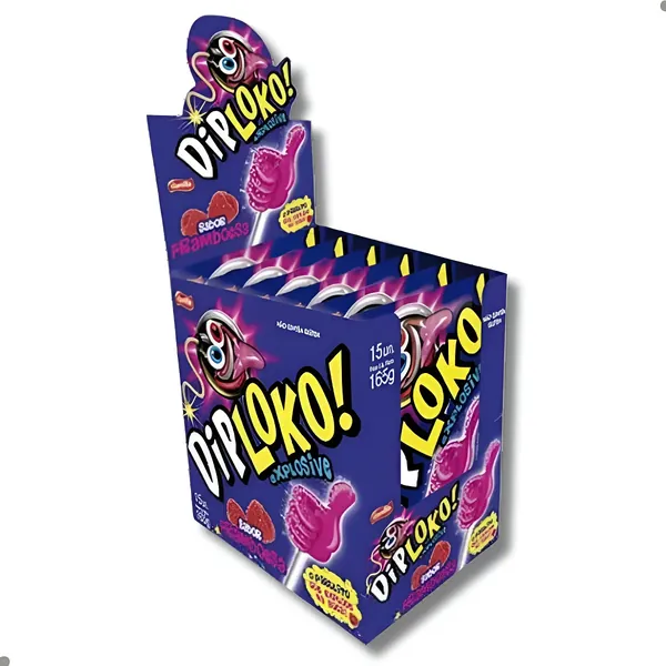Pirulito dip loko pó explode na boca framboesa 15x11gr